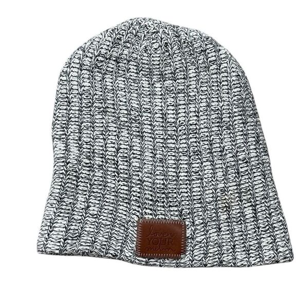 Love your Melon Black & White Slouchy Beanie Hat - Picture 1 of 5
